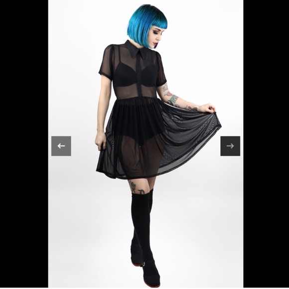 NEW IN BAG Foxblood Courtney Mesh Babydoll Dress - Large - Picture 3 of 10